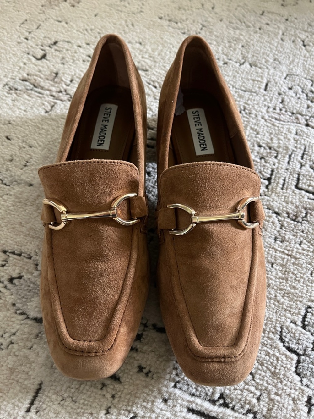 Steve Madden Tan Suede Horsebit Loafers
